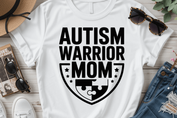 Autism Warrior Mom SVG PNG Shirt: A Bold Graphic Design Asset for Branding